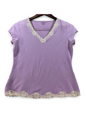 Annex Petite Lavender Lace Trim Top – Size Small